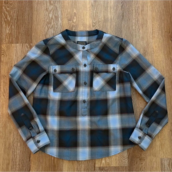 Pendleton Tops - Pendleton Woolen Mills Plaid Shirt - Blue and Black